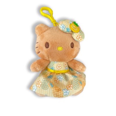 HELLO KITTY - 4" PLUSH WITH YELLOW DRESS AND KEY RING