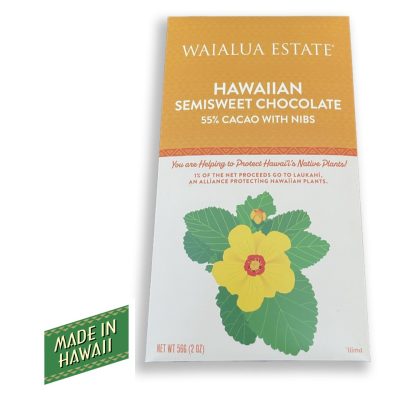 WAIALUA ESTATE SEMISWEET CHOCOLATE - 55% CACAO WITH NIBS 2 OZ.