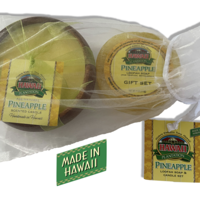 PINEAPPLE LOOFAH SOAP & PINEAPPLE SCENTED CANDLE GIFT SET