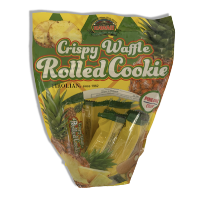 PINEAPPLE CREAM CRISPY WAFFLE ROLLED COOKIE 2.1 OZ. BAG