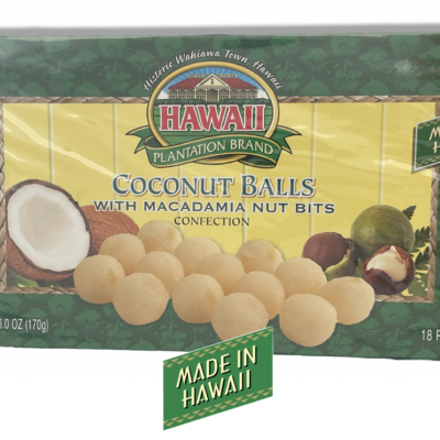 COCONUT BALLS WITH MACADAMIA NUT BITS 6 OZ.
